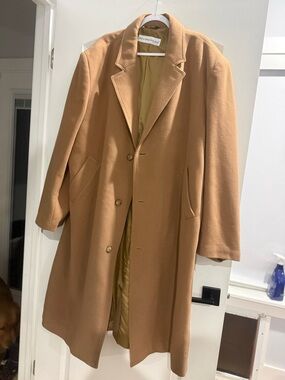 Vintage Irvine Park Brand Camel Wool-Blend Pea Coat for Men